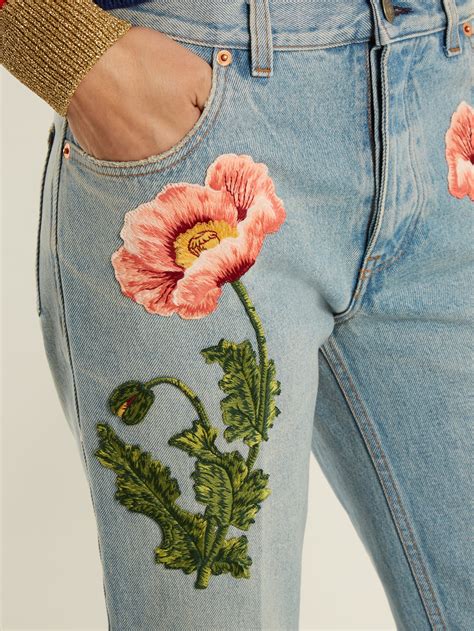 gucci flower denim jeans|gucci distressed jeans.